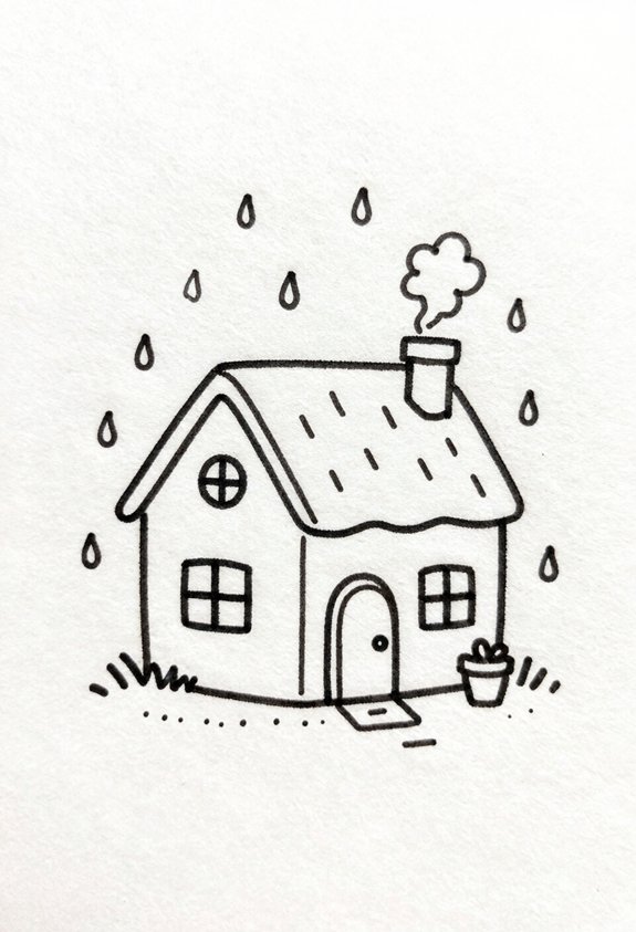 cozy house in rain