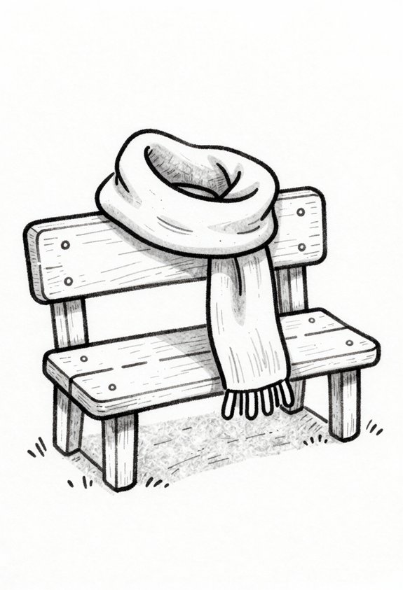 cozy scarf on bench