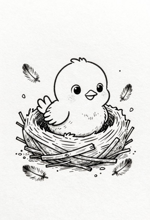 curious baby bird peeking