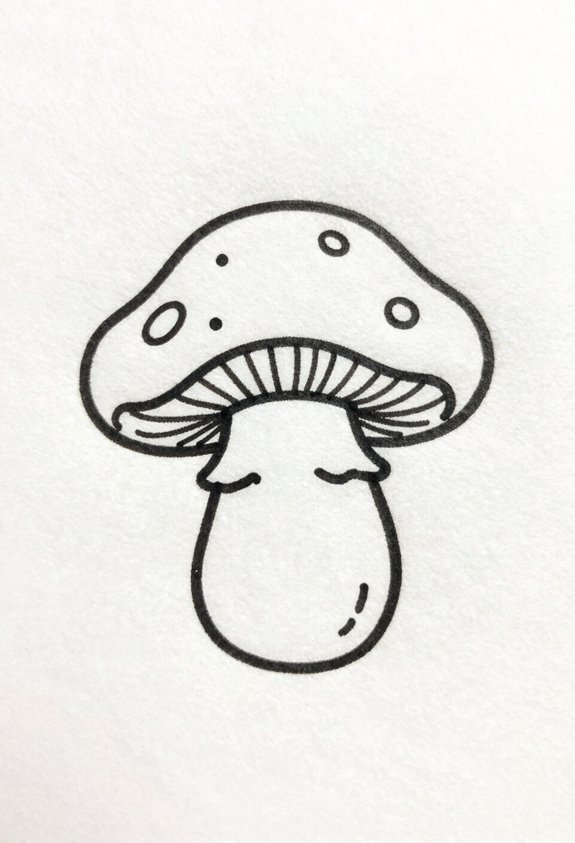 curved cap side view mushroom
