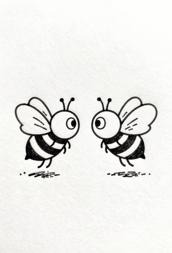 cute bees buzzing together