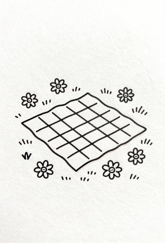 daisies on picnic blanket