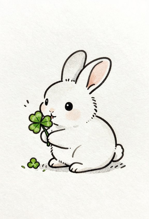 fluffy bunny eating clover