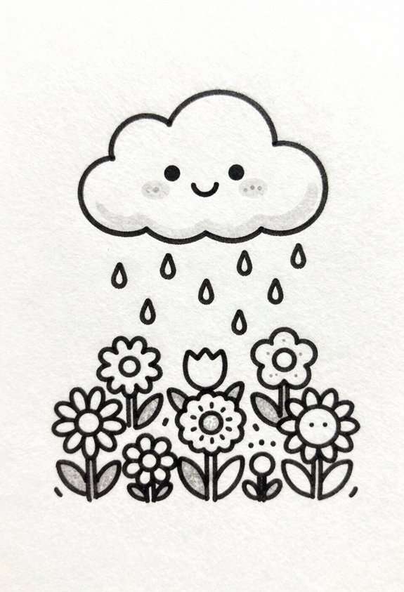 fluffy cloud nourishes flowers