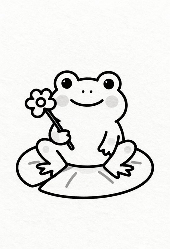 frog with tiny flower