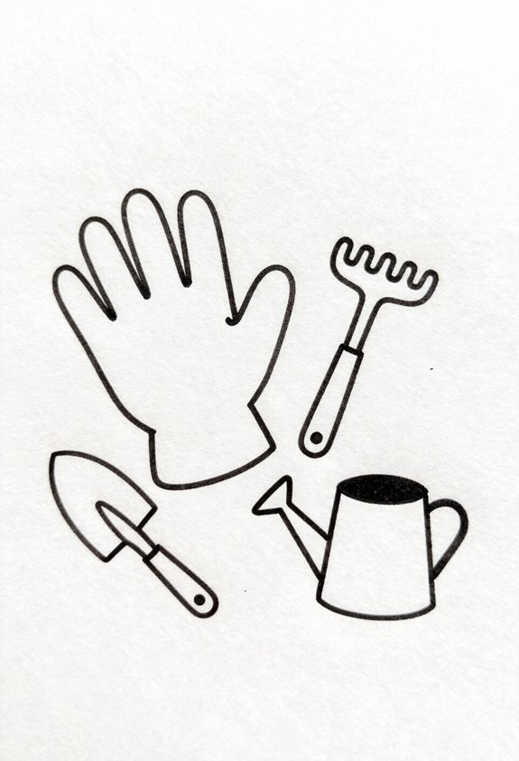 gardening gloves and tools