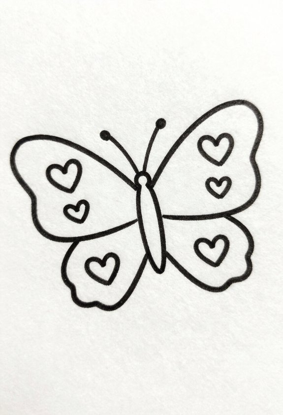 heart patterned butterfly wings