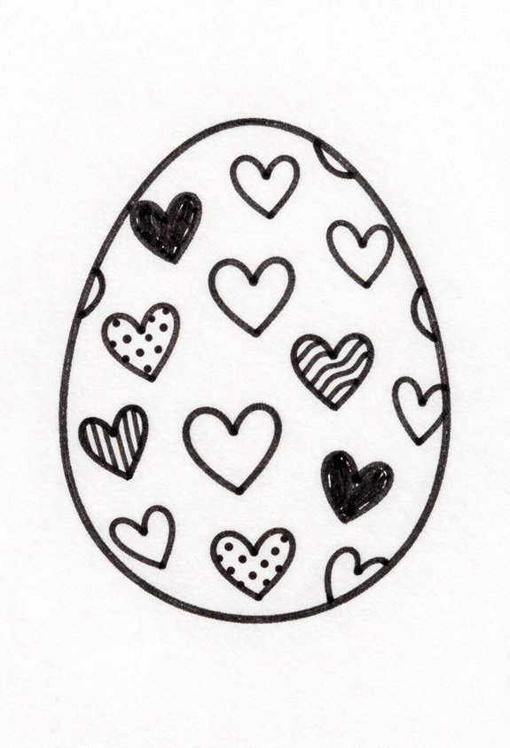 heart themed easter egg designs
