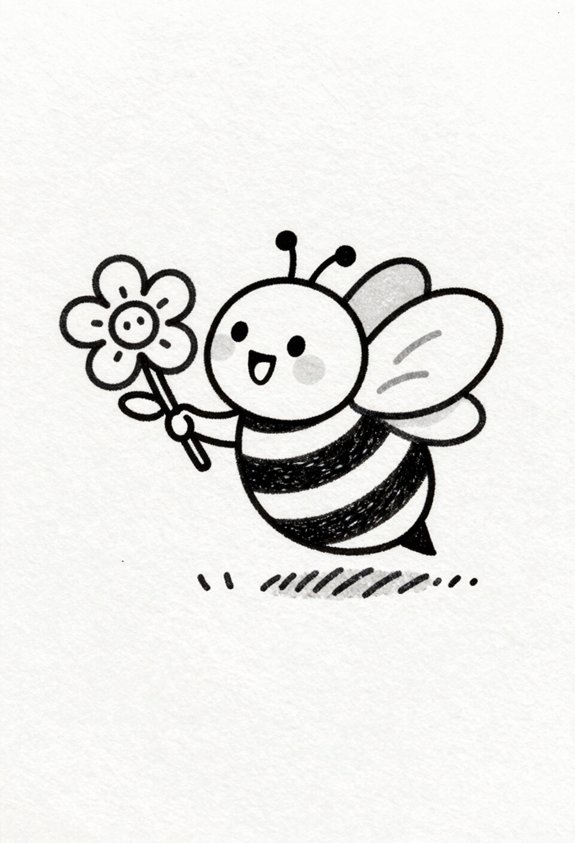 joyful bees and flowers