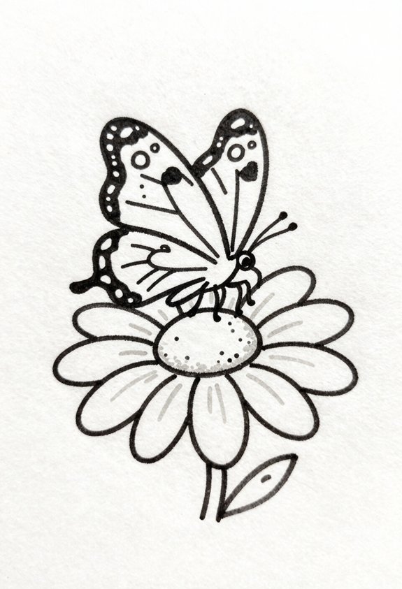joyful butterfly on daisy