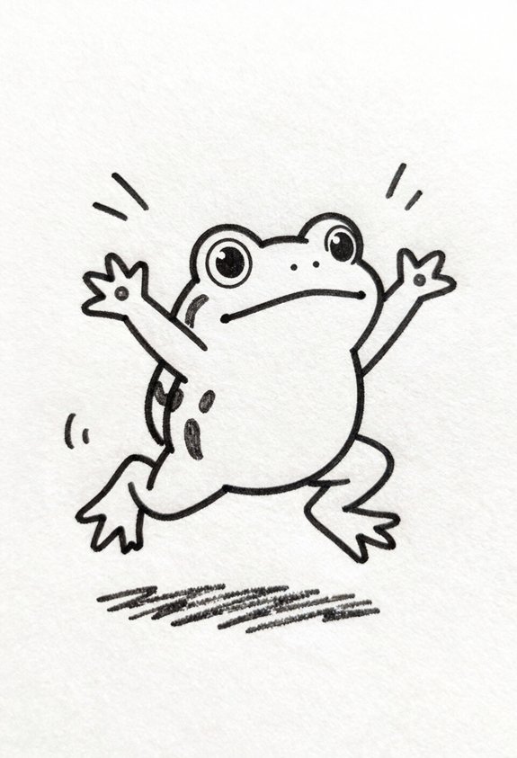 joyful frog mid jump