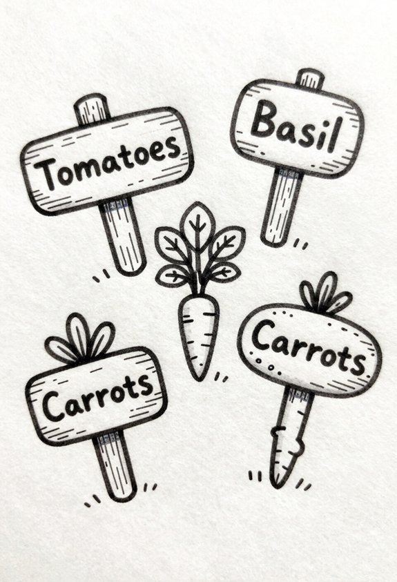 labeled wooden plant markers