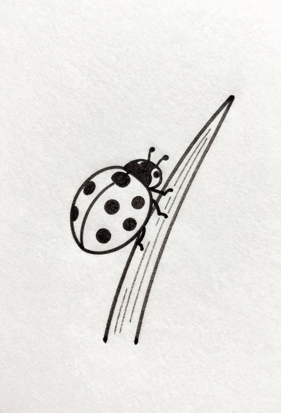 ladybug climbing grass blade