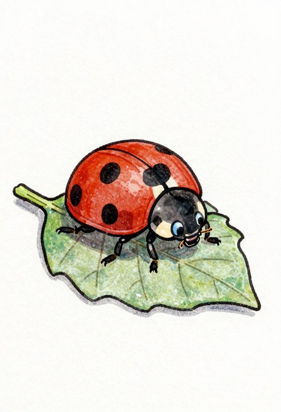 ladybug on detailed leaf