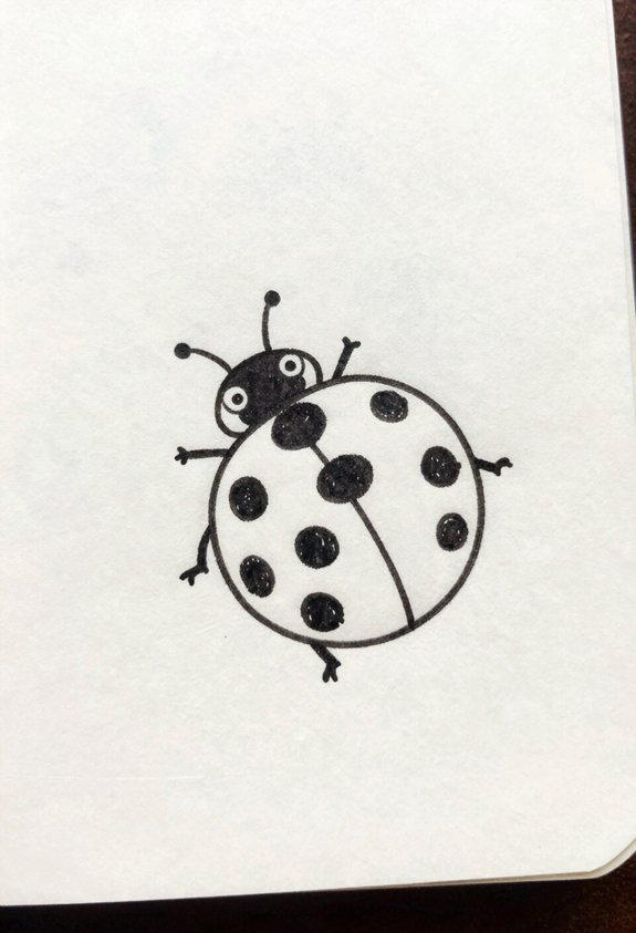 ladybug on notebook page