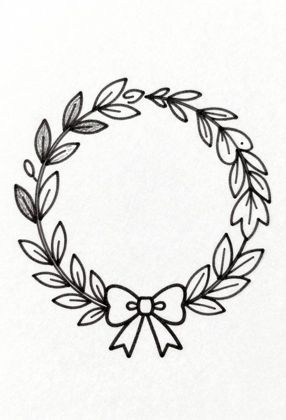 leafy wreath with bow