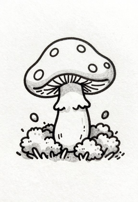 mushrooms beside soft moss