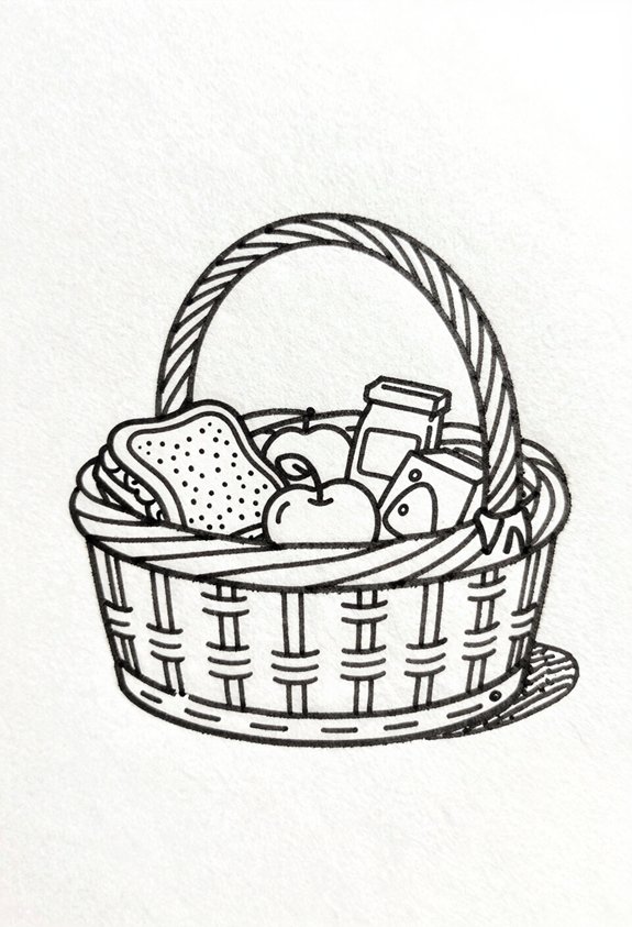 open wicker picnic basket