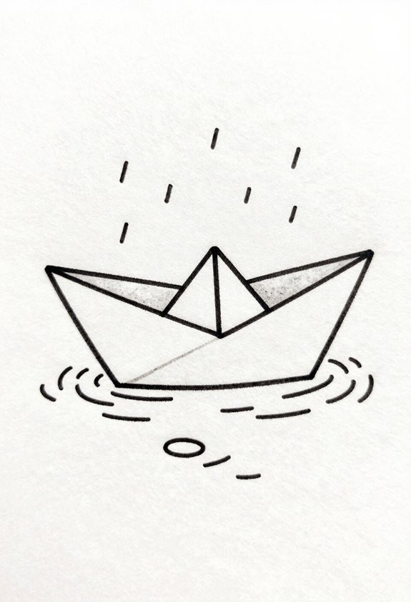 paper boat in puddle