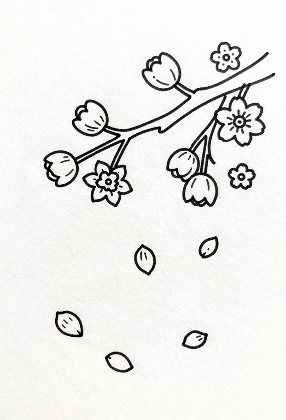 petals drifting in breeze