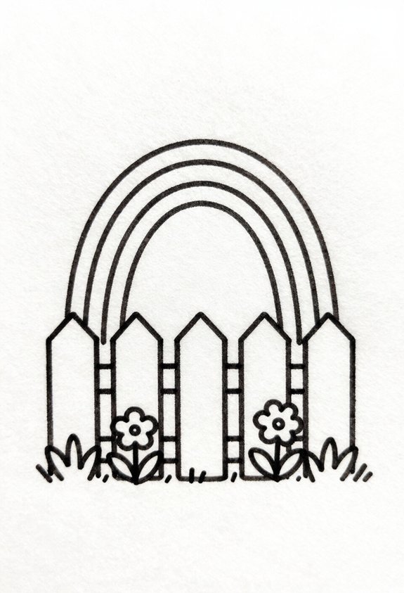 rainbow over garden fence