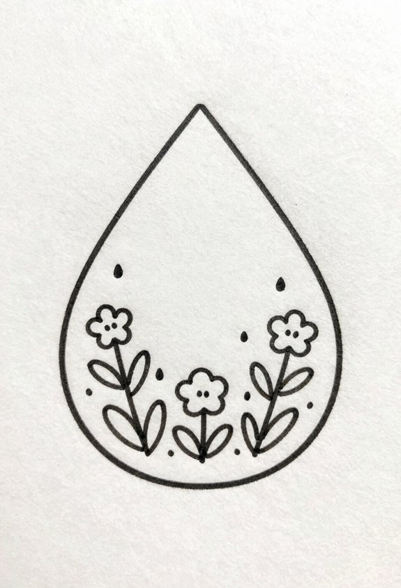 raindrop frame with blooms