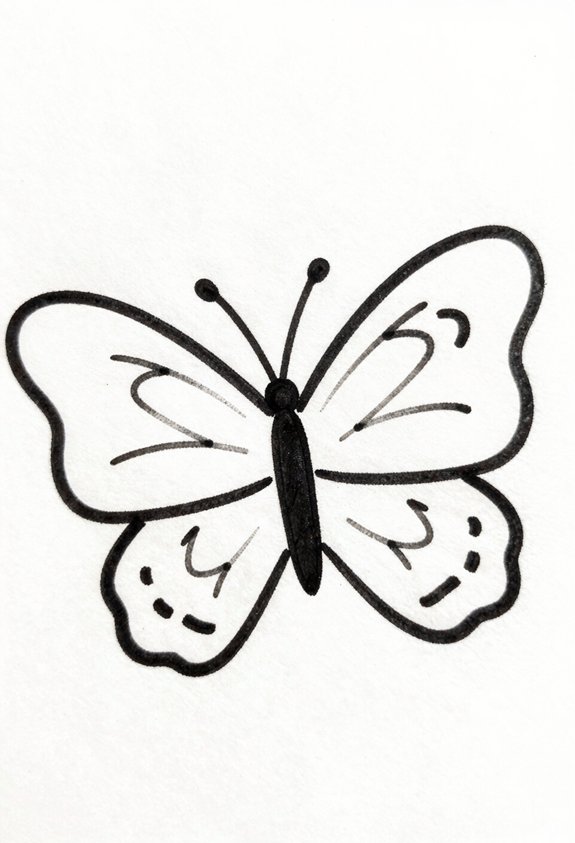 rounded wings butterfly doodle