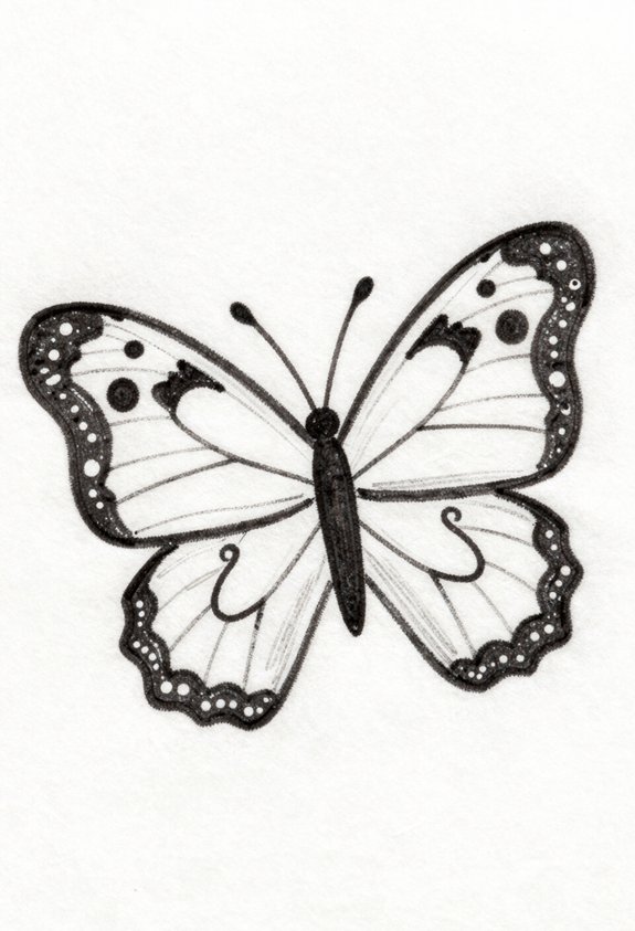 scalloped wing butterfly doodling fun