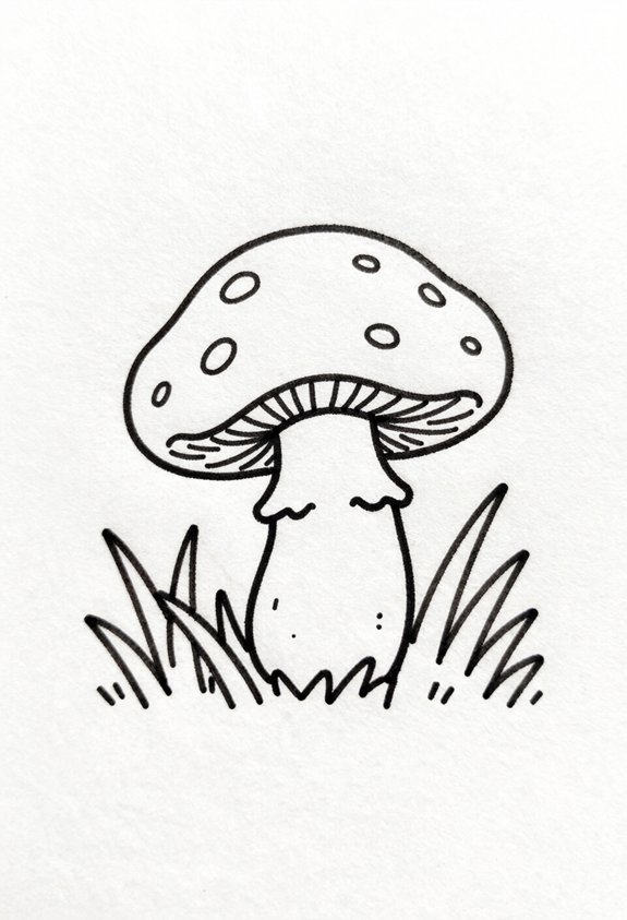 slanted mushroom in grass