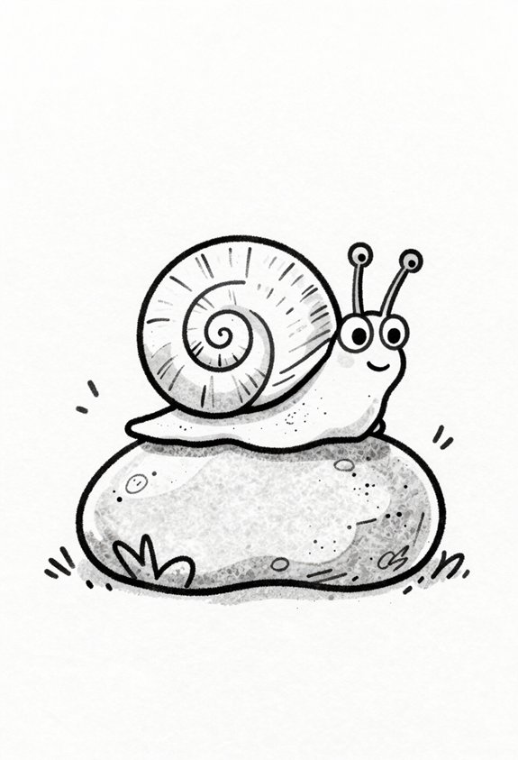snail atop garden stone