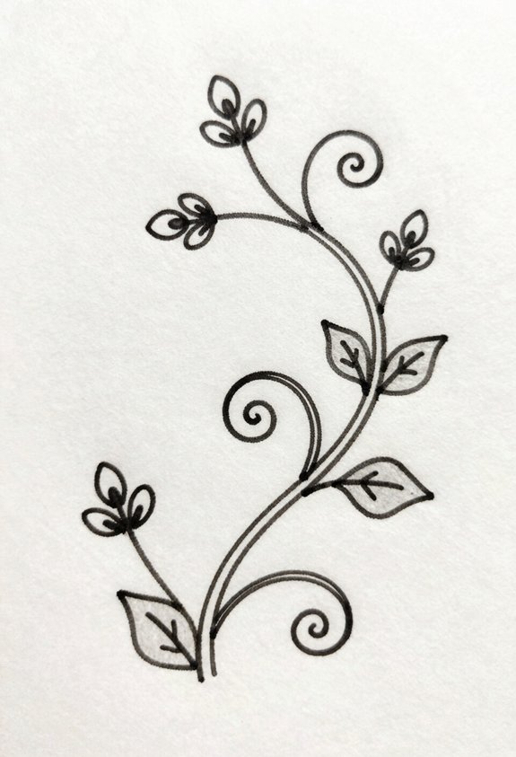 spiral tendrils and buds