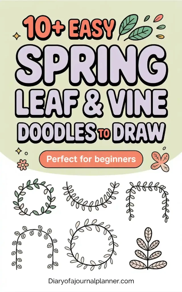 Image showcasing 10+ simple spring leaf and vine doodles, perfect for beginners looking to enhance their drawing skills.