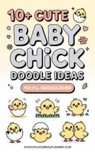Colorful illustration featuring cute baby chick doodle ideas, perfect for DIY projects and journaling inspiration.