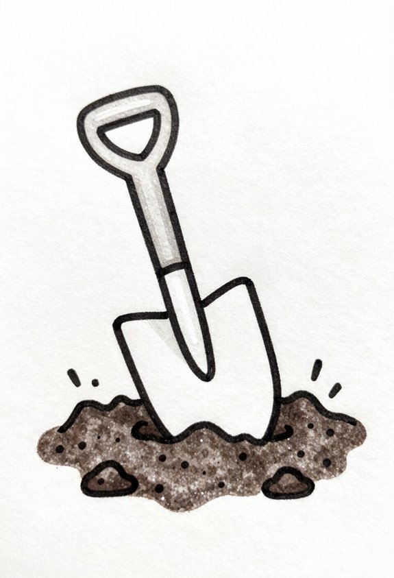 trowel embedded in soil