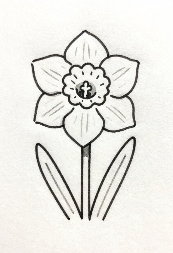 trumpet shaped daffodils blooming