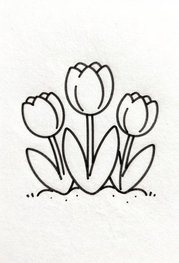 tulips emerging from soil