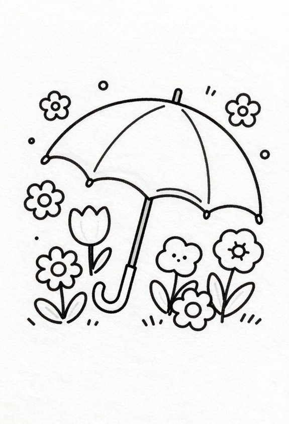 umbrella amidst blooming flowers
