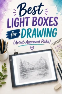 Best light boxes for drawing with top artist-approved picks, showcasing a landscape sketch and art supplies.