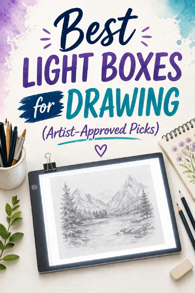Best light boxes for drawing with top artist-approved picks, showcasing a landscape sketch and art supplies.