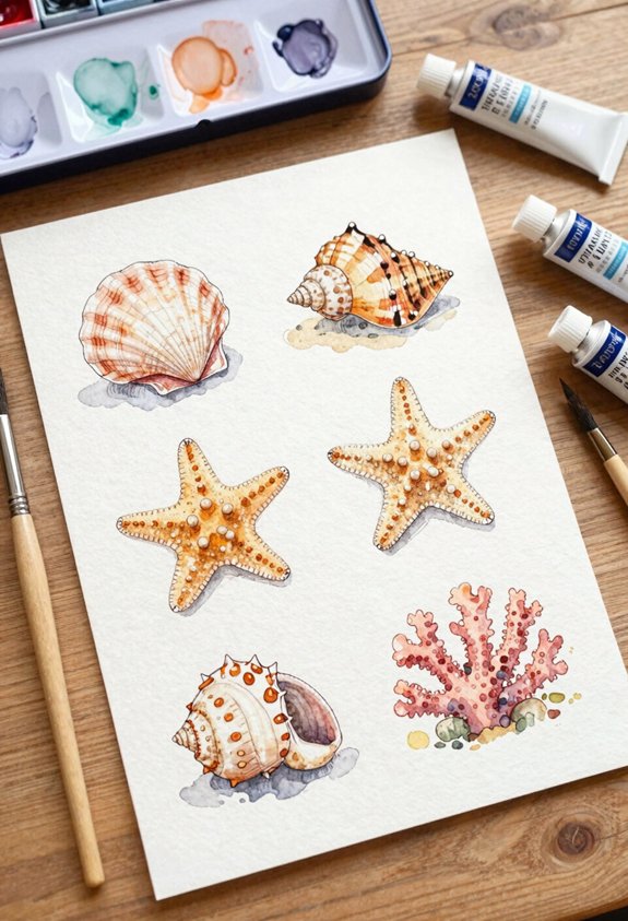 beach shells and coral arrangement