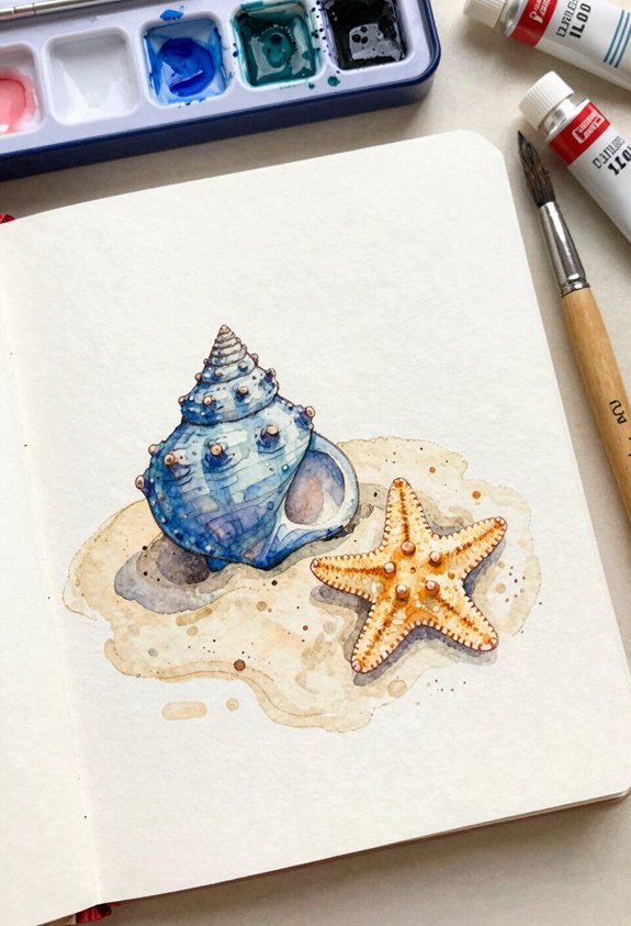 blue shell starfish scene