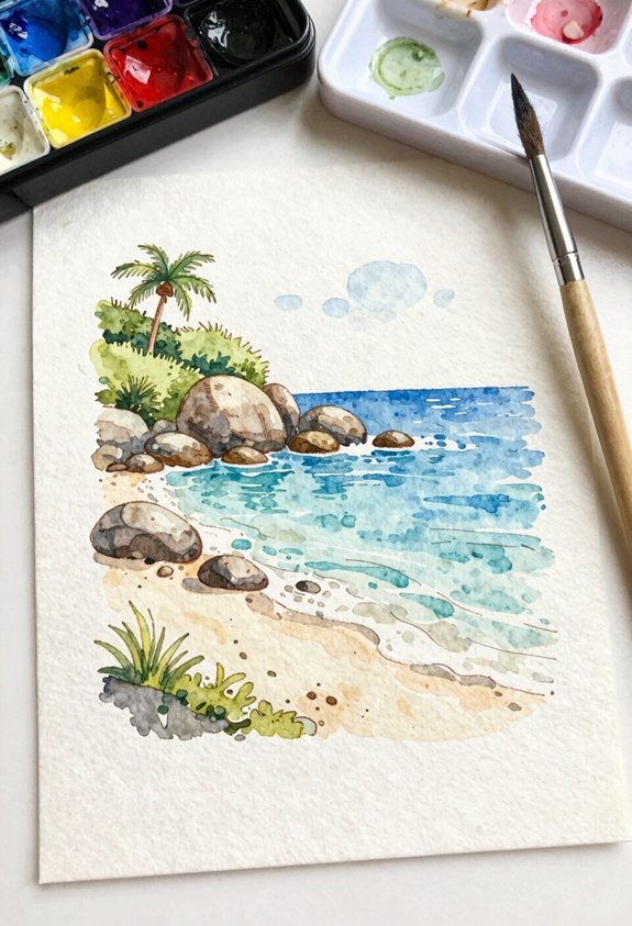 bright beach cove scene