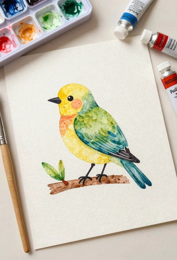 bright tropical bird scene