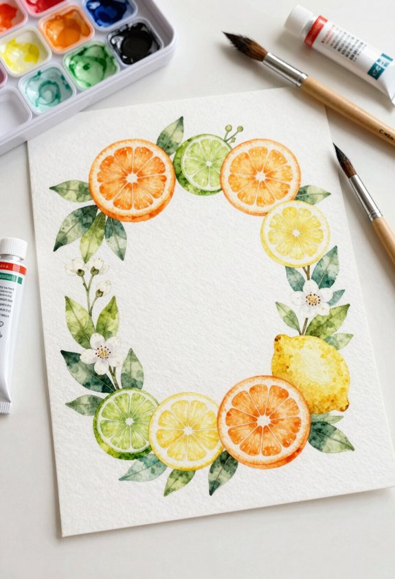 citrus border with blossoms