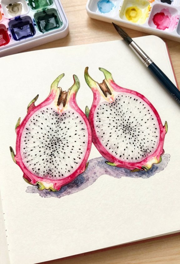 colorful dragon fruit halves