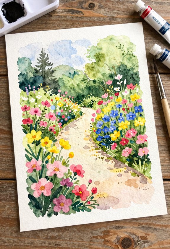colorful garden pathway scene