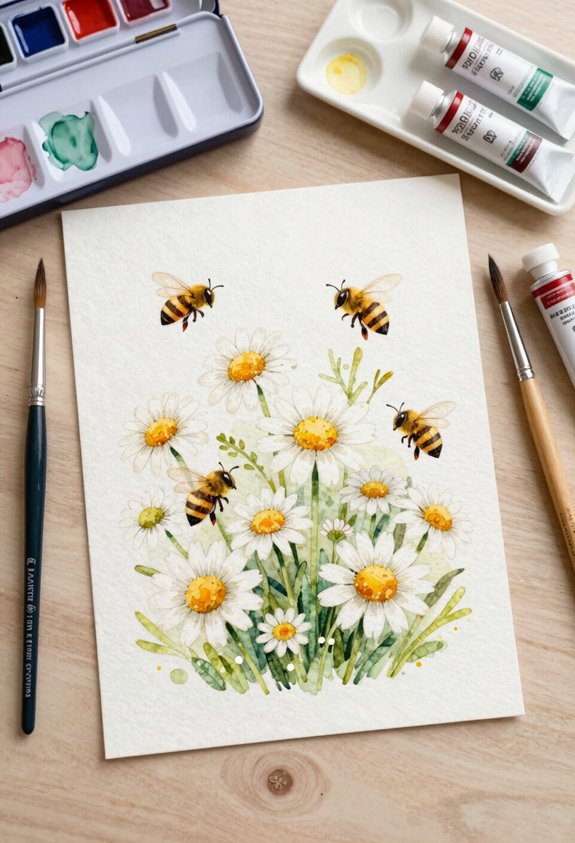 daisy bee summer scene