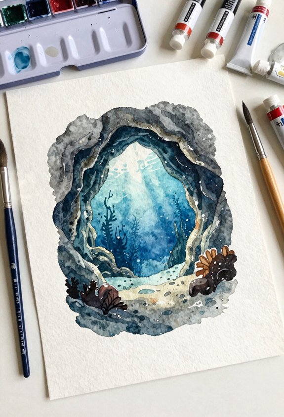 dark blue shadowed cave