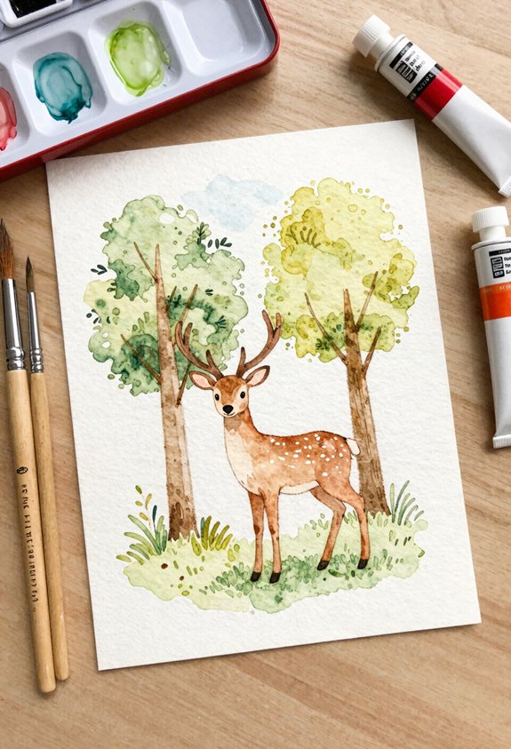 deer among summer trees