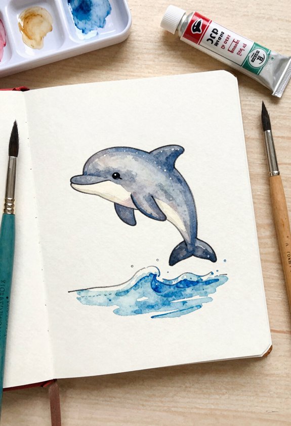 dolphin leaps over wave